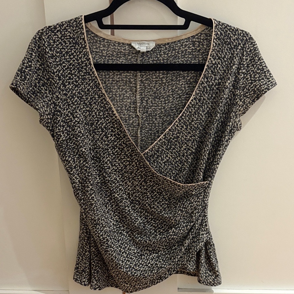 MaxMara Black and Cream Patterned Blouse